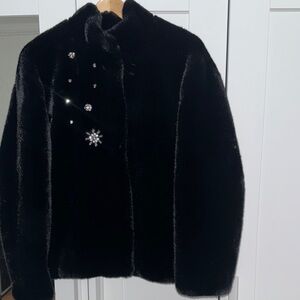 NWT, Elegant Black Faux Fur Jacket